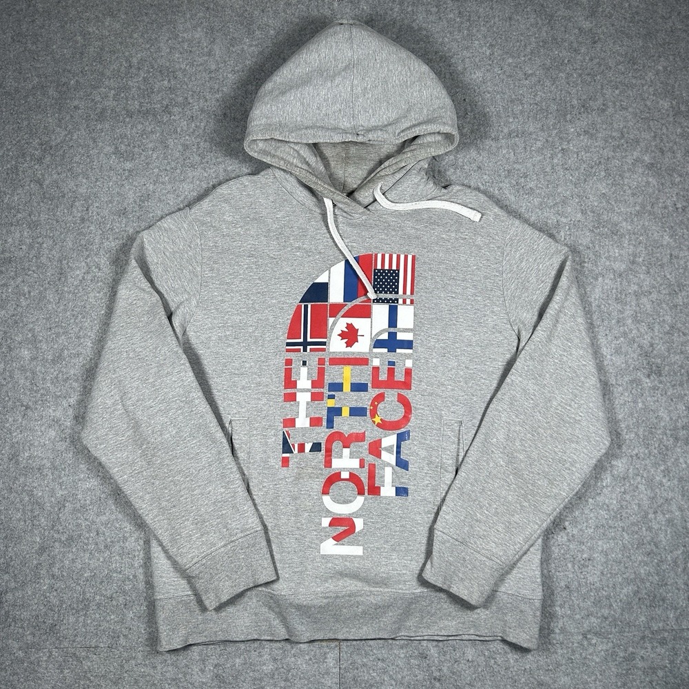 The North Face PullOver Hoodie Mens Size Large Grey RU/14 Graphic Russia Olympic